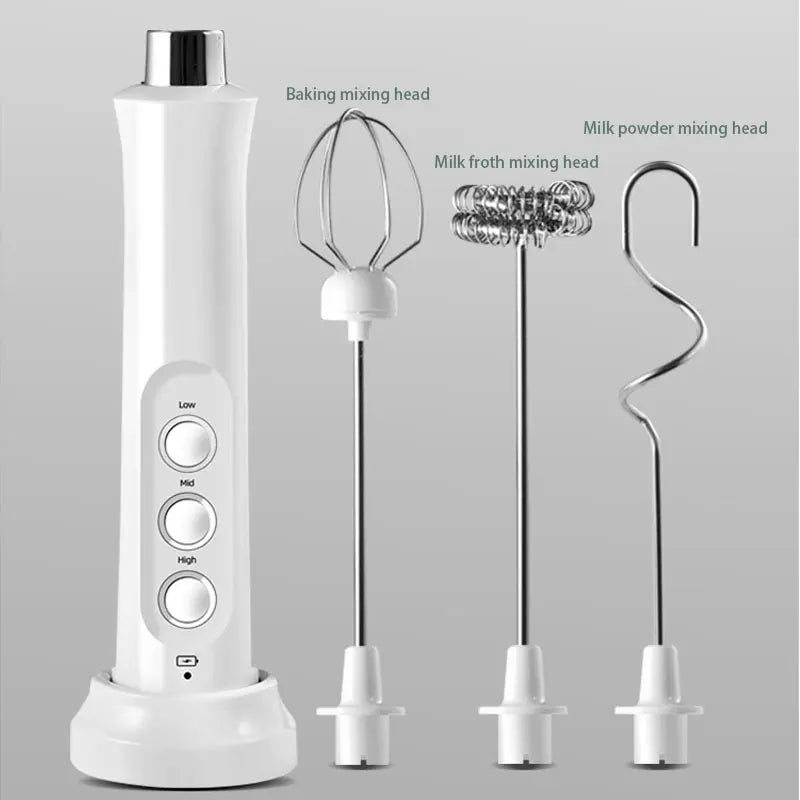 3 in 1 Portable Electric Milk Frother Foam Maker Handheld Rechargeable Foamer High Speeds Drink Mixer Coffee Frothing Wand
